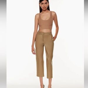 Aritzia Babaton Command Cropped Faux Leather Pant Tan size 0